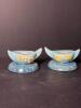 Small Pair of Roseville-Style Blue Matte Glazed Pottery Candleholders