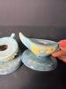 Small Pair of Roseville-Style Blue Matte Glazed Pottery Candleholders - 2