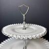 Fenton Ruffled Milk Glass Two-Tier Serving Tray - 4