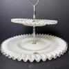 Fenton Ruffled Milk Glass Two-Tier Serving Tray - 5