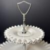 Fenton Ruffled Milk Glass Two-Tier Serving Tray - 6