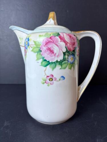 Hand Painted Nippon Porcelain Teapot in Floral Style