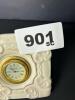 Small Belleek Ireland Porcelain Mantel Clock with Gilt Trim - 8