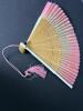 Pink Floral Bamboo Folding Hand Fan with Tassel in Box - 5