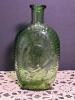 Green Glass Washington Eagle Flask Bottle