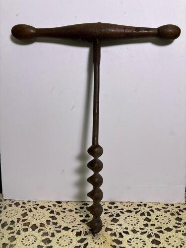 Antique Handcrafted Wooden T-Handle Auger Bit