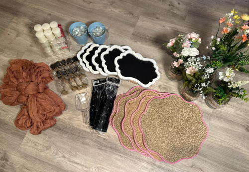 Assorted Decorative Party Supplies and Table Accessories