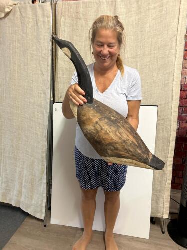Very Large Vintage Hand-Carved Wooden Goose Decoy