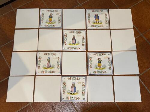 Hand-Painted HB Henriot Quimper Faience Tiles