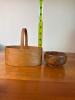 Wooden Basket and Hand-Turned Wood Bowl - 2