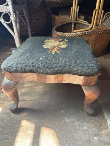 Needlepoint Footstool in the Victorian Style