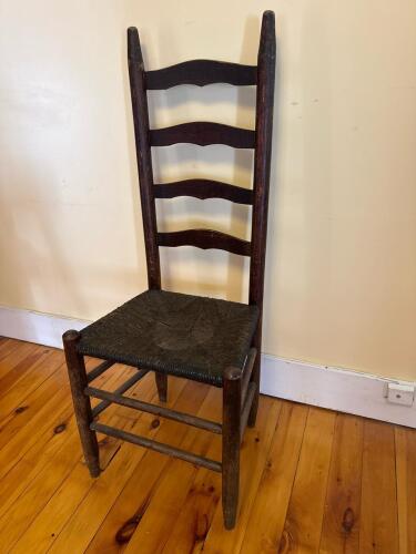 Ladder Back Chair With Woven Rush Seat