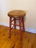 Wooden Stool With Red Painted Legs