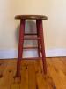 Wooden Stool With Red Painted Legs - 2