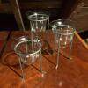 Two Sets of Mesa Glass Candle Lamps with Wrought Iron Stands - 2