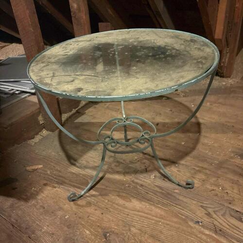 Wrought Iron Table with Round Glass Top