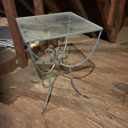 Wrought Iron Table with Square Glass Top