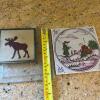 Trio of Decorative Tiles - Ceramic Moose, Pilkington, Clear Glass - 11