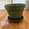 Glazed Ceramic Planter with Saucer and Metal Plant Stand - 6