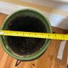 Glazed Ceramic Planter with Saucer and Metal Plant Stand - 8