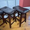 Four Backless Brown Faux Leather Counter Stools - 3