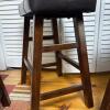 Four Backless Brown Faux Leather Counter Stools - 9
