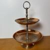 Copper-Tone Two-Tiered Serving Tray with Handle