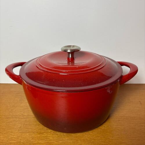 Red Enamel Cast Iron Dutch Oven with Lid