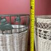 Pair of White Wicker Waste Baskets - 5