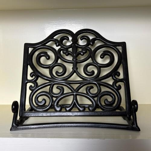 Black Metal Scrollwork Book Stand