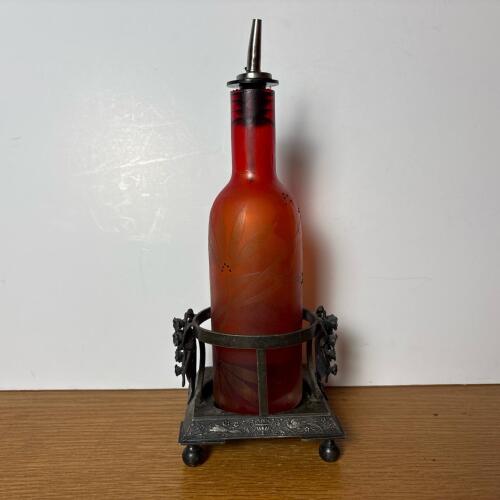 Wilcox Quadruple Silver Plate Stand with Red Glass Oil Dispenser