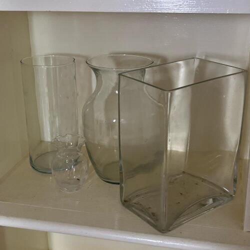Assorted Clear Glass Vases