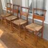 Set Of Four Country-Style Rush Seat Chairs With Turned Wood Frames