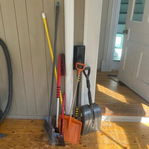Assorted Shovels, Brooms, and Dustpans Lot