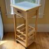 Tile-Top Wooden Rolling Kitchen Cart Island with Built In Wine Rack
