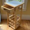Tile-Top Wooden Rolling Kitchen Cart Island with Built In Wine Rack - 2