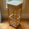 Tile-Top Wooden Rolling Kitchen Cart Island with Built In Wine Rack - 9