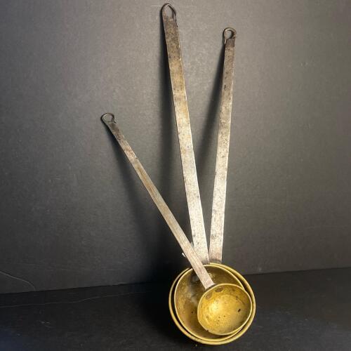 Vintage Brass And Metal Ladles with Extra Long Handles