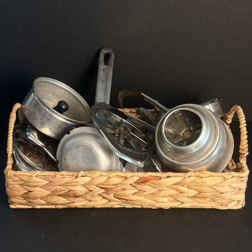 Assorted Vintage Aluminum Kitchen Utensils and Food Prep Tools