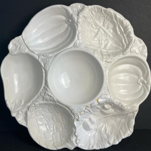 Porcelain Divided Serving Platter Portugal Leaf and Gourd Motif