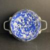 Blue and White Enamelware Colander with Handles - 2