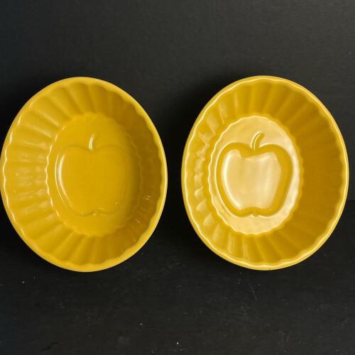 Pair of Yellow Ceramic Apple Motif Bowls
