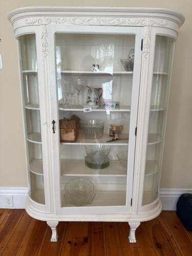 French Provincial Style Curio Cabinet With Glass Doors and Ornate Trim