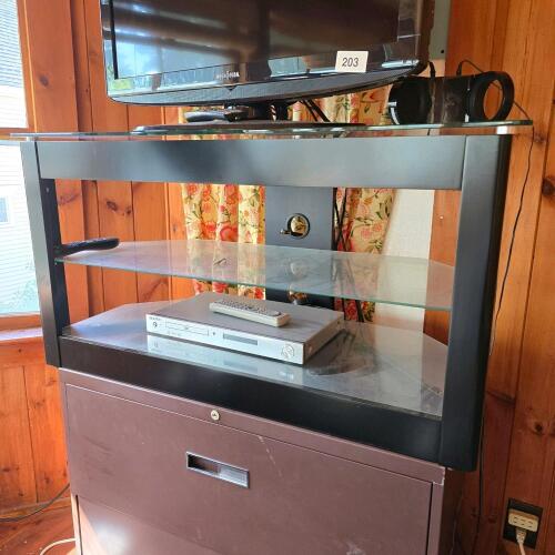 Glass and Metal TV Stand Entertainment Console