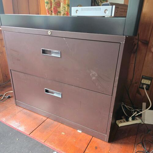 Brown Two-Drawer Metal Lateral File Cabinet