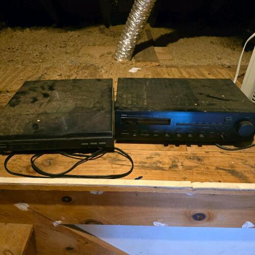 Audio-Technica Turntable and Yamaha Stereo Receiver
