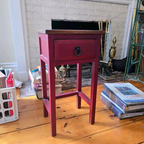 Shaker-Style Red Painted One-Drawer Side Table