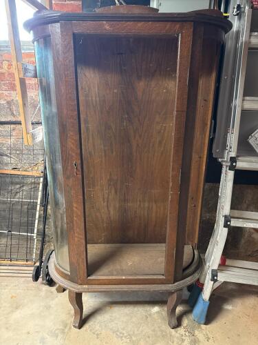 Antique Oak Curio Cabinet - Missing Glass