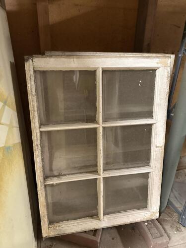 Set of Four - Wood Frame Six-Pane Window Sashes