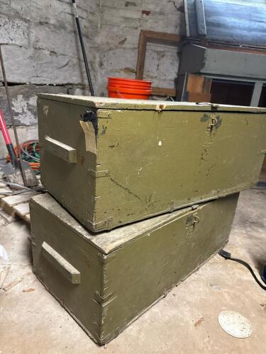 Military-Style Wooden Storage Chests, Set of Two